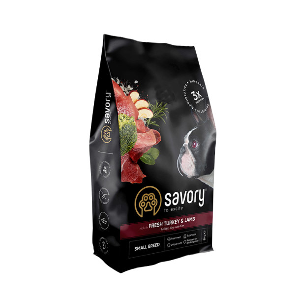 Сухий корм для собак Savory Small Breed Fresh 8 кг - індичка та ягня