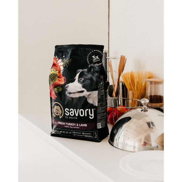 Сухой корм для собак Savory Medium Breed Fresh 12 кг - индейка и ягненок