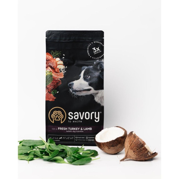 Сухой корм для собак Savory Medium Breed Fresh 12 кг - индейка и ягненок