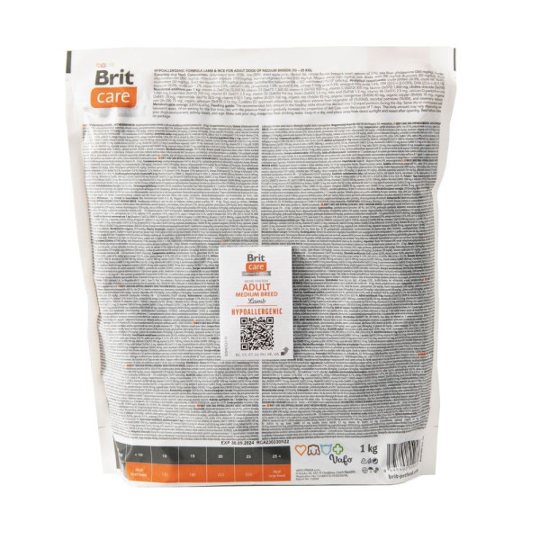 Сухий корм для собак Brit Care Dog Hypoallergenic Adult Medium Breed 1 кг - ягня