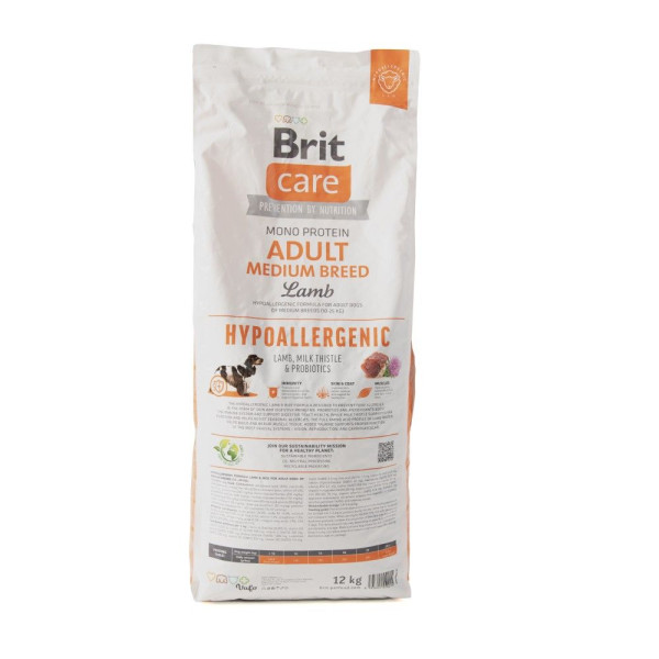 Сухий корм для собак Brit Care Dog Hypoallergenic Adult Medium Breed 12 кг - ягня