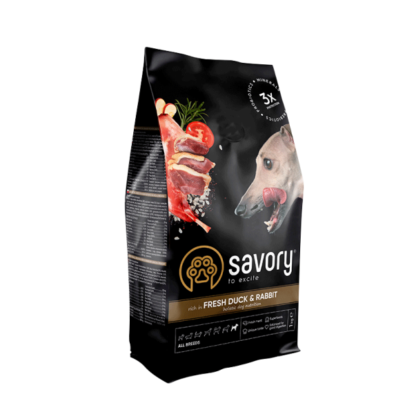 Сухий корм для собак Savory All Breed 1 кг - кролик та качка