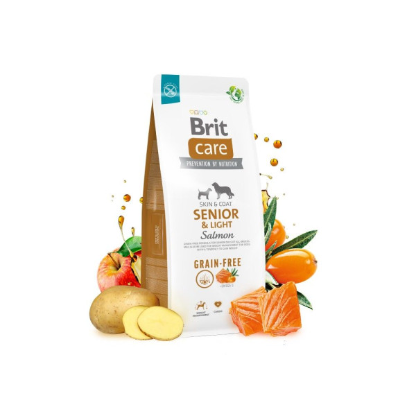 Сухий корм для собак Brit Care Dog Grain-free Senior & Light 1 кг - лосось