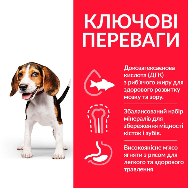 Сухий корм для цуценят Hill’s Science Plan Puppy Medium Breed 2,5 кг - ягня та рис