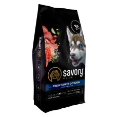 Сухий корм для цуценят Savory Junior Large 12 кг - індичка та курка