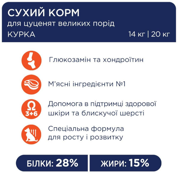 Сухий корм для цуценят великих порід Club 4 Paws Premium 2 кг (курка)