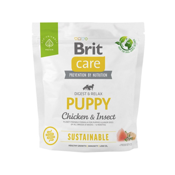 Сухий корм для цуценят Brit Care Dog Sustainable Puppy 1 кг - курка та комахи