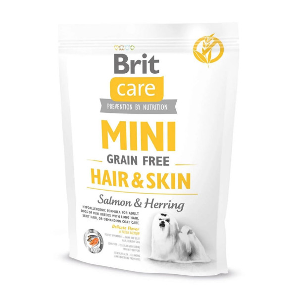 Сухий корм для собак Brit Care Mini GF Hair & Skin 400 г - лосось та оселедець