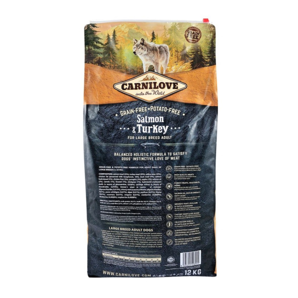 Сухий корм для дорослих собак великих порід (вагою від 25 кг) Carnilove Salmon & Turkey Large Breed 12 кг (лосось та індичка)
