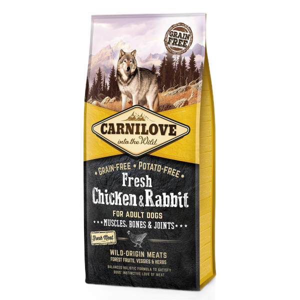 Сухий корм для дорослих собак всіх порід Carnilove Fresh Chicken & Rabbit 12 кг (курка та кролик)