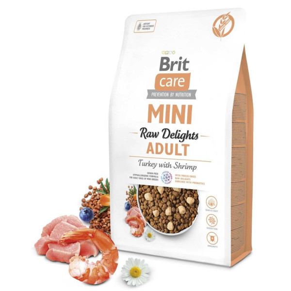 Сухий корм для собак Brit Care Mini Raw Delights 2 кг - індичка та креветка