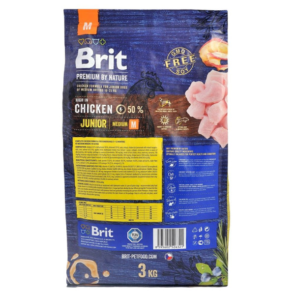 Сухий корм для цуценят Brit Premium Dog Junior M 3 кг - курка