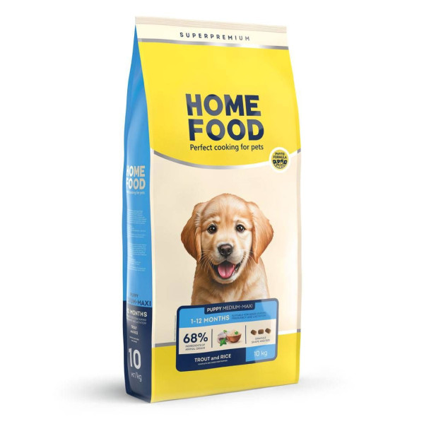 Сухий корм для цуценят Home Food Medium/Maxi 10 кг - форель і рис