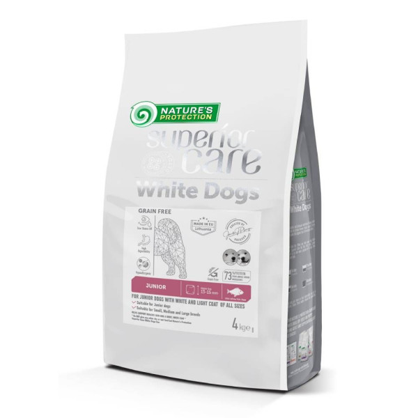 Сухий корм для цуценят Nature's Protection Superior Care White Dogs Grain Free Junior All Sizes 4 кг - біла риба