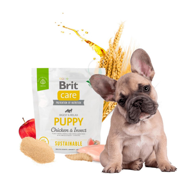 Сухий корм для цуценят Brit Care Dog Sustainable Puppy 1 кг - курка та комахи