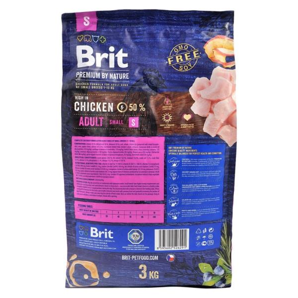 Сухий корм для собак Brit Premium Dog Adult S 3 кг - курка