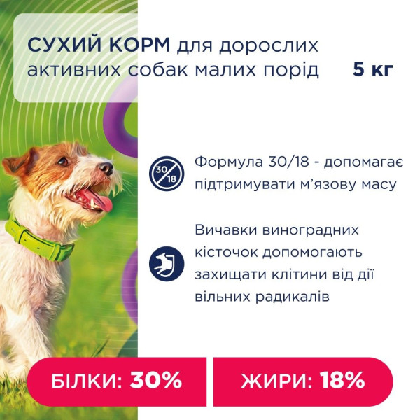 Сухий корм для собак Club 4 Paws Premium Adult Active Small Breeds 5 кг - курка + Puller