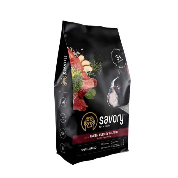 Сухий корм для собак Savory Small Breed Fresh 8 кг - індичка та ягня