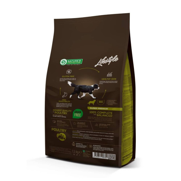 Сухий корм для собак Nature's Protection Lifestyle Grain Free Adult All Breeds 1,5 кг - домашня птиця