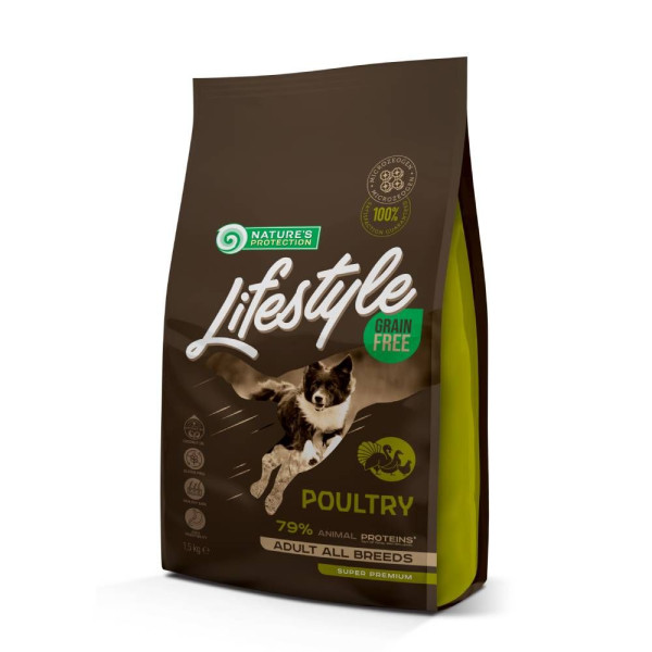 Сухий корм для собак Nature's Protection Lifestyle Grain Free Adult All Breeds 1,5 кг - домашня птиця