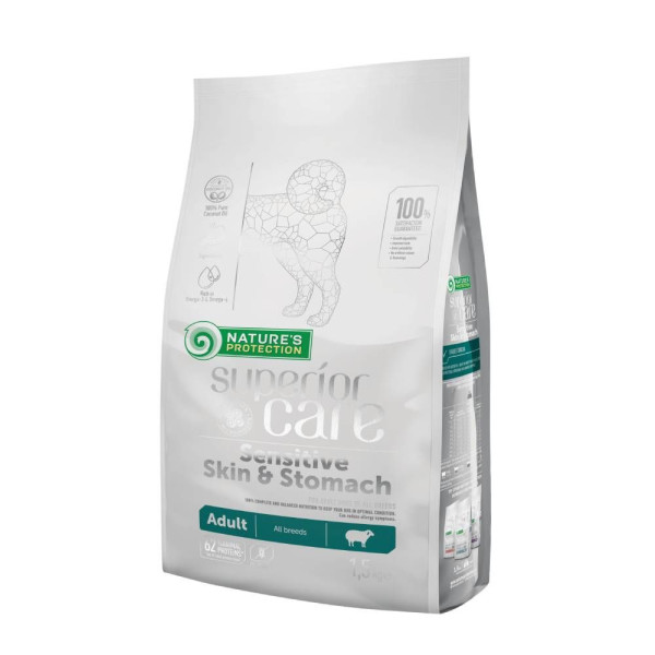 Сухий корм для собак Nature's Protection Superior Care Sensitive Skin&Stomach Adult All Breeds 1,5 кг - ягня
