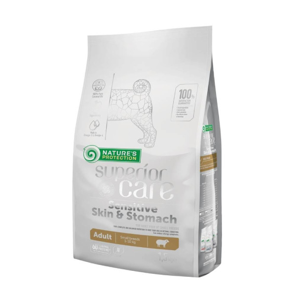 Сухий корм для собак Nature's Protection Superior Care Sensitive Skin&Stomach Adult Small Breeds 1,5 кг - ягня