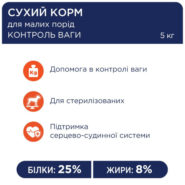 Сухий корм для собак Сlub 4 Paws Premium Adult Small Breeds Light 5 кг - індичка