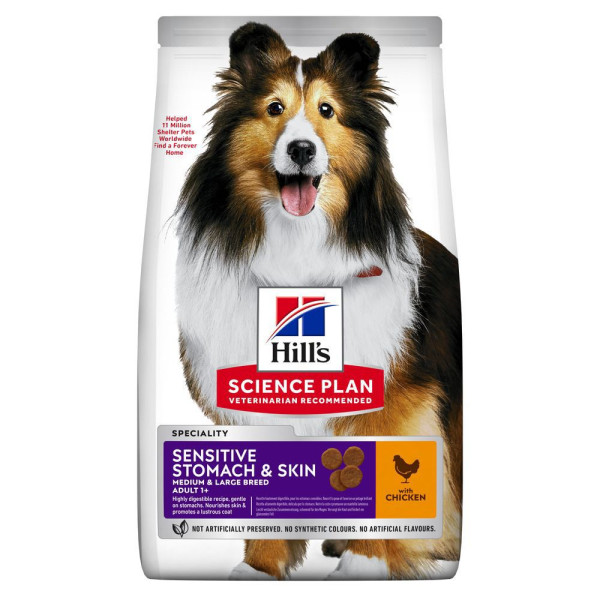 Сухий корм для собак Hill’s Science Plan Sensitive Stomach&Skin Medium Breed Adult 2,5 кг - курка