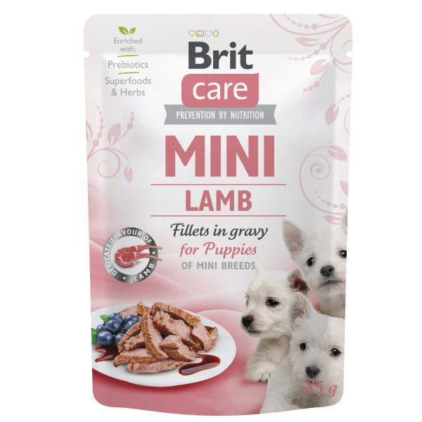 Вологий корм для цуценят Brit Care Mini pouch 85 g філе в соусі (ягня)
