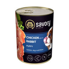 Вологий корм Savory для цуценят з кроликом і куркою 6шт*400 г