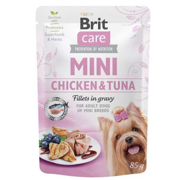 Вологий корм для собак Brit Care Mini pouch 85 g філе в соусі (курка та тунець) 24шт