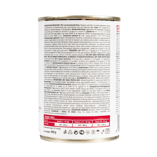 Влажный корм для собак Brit Care Mono Protein 400 г - говядина