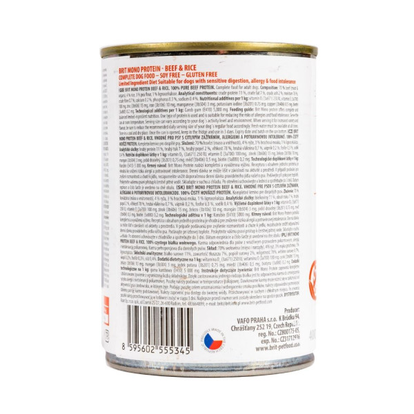 Вологий корм для собак Brit Care Mono Protein 400 г - яловичина та рис