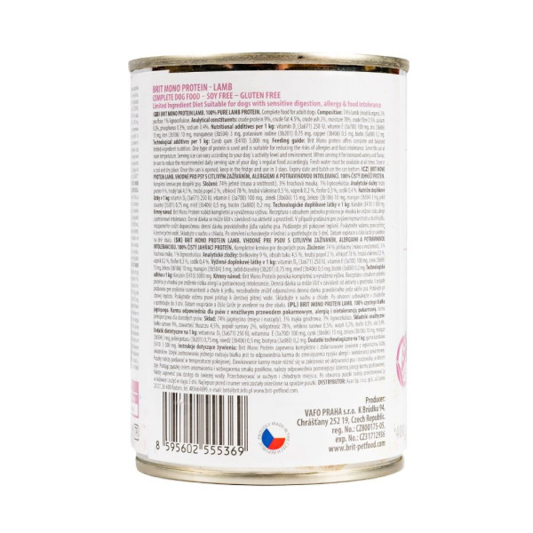 Вологий корм для собак Brit Care Mono Protein 400 г - ягня