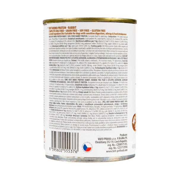Вологий корм для собак Brit Care Mono Protein 400 г - кролик