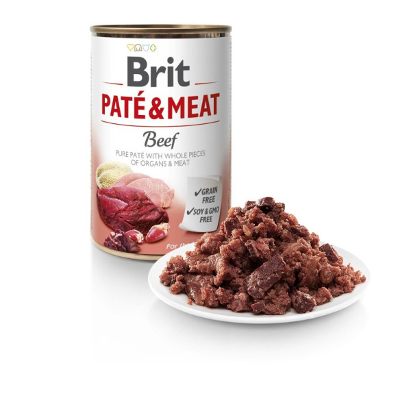 Вологий корм для собак Brit Care Pate & Meat 400 г - яловичина та індичка