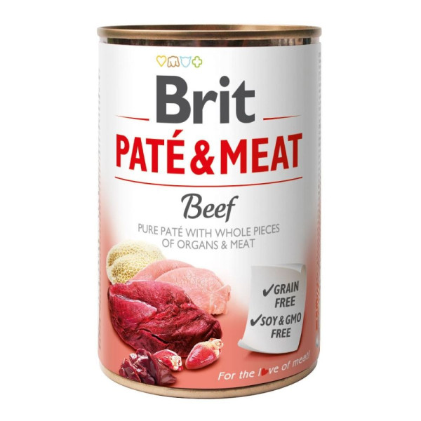 Вологий корм для собак Brit Care Pate & Meat 400 г - яловичина та індичка