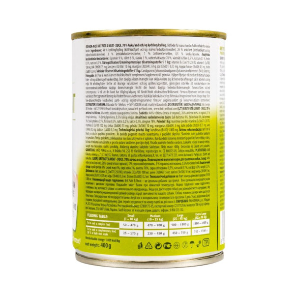 Вологий корм для собак Brit Care Pate & Meat 400 г - курка та качка