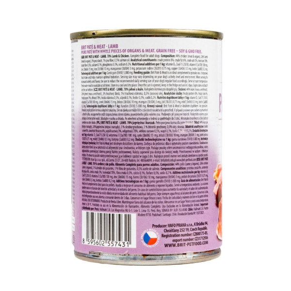 Вологий корм для собак Brit Care Pate & Meat 400 г - курка та ягня