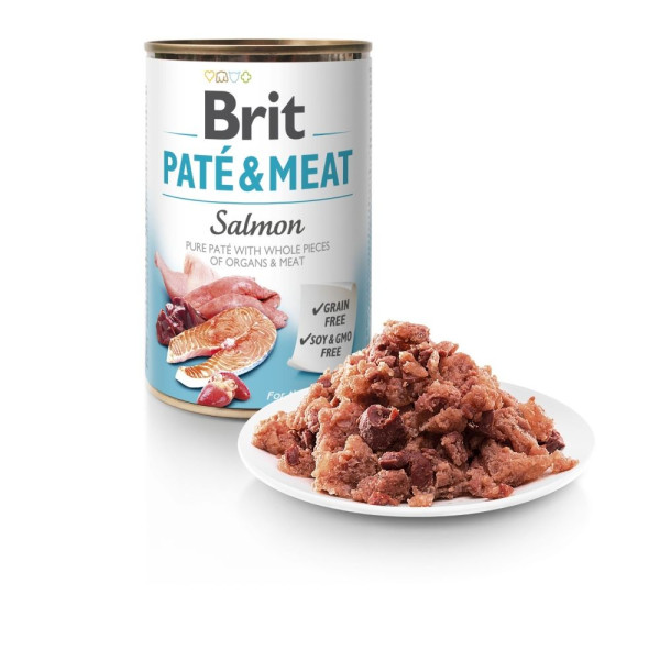 Вологий корм для собак Brit Pate & Meat 400 г - курка та лосось