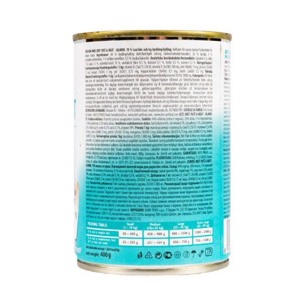 Вологий корм для собак Brit Pate & Meat 400 г - курка та лосось
