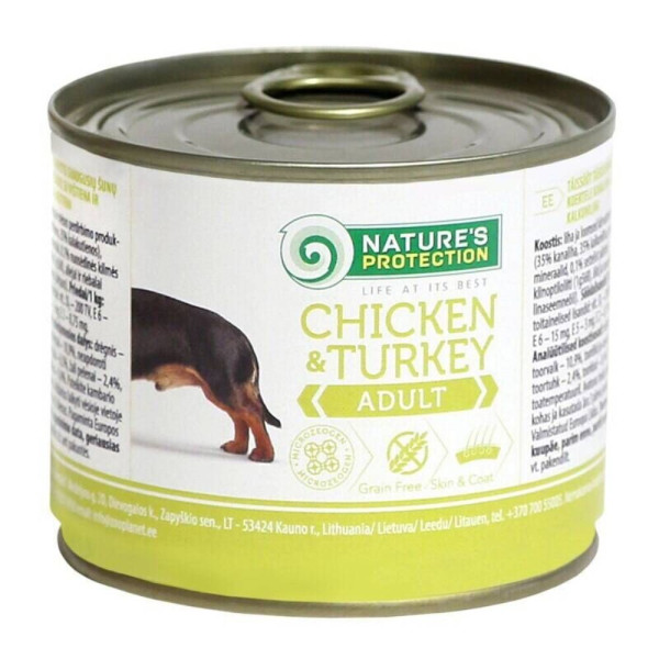 Вологий корм для собак Nature's Protection Adult 200 г - курка та індичка