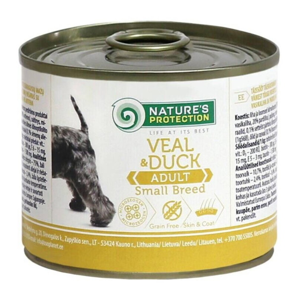 Вологий корм для собак Nature's Protection Adult Small Breed 200 г - телятина та качка
