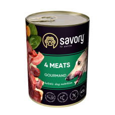 Вологий корм Savory для дорослих собак із чотирма видами м'яса 6шт*400 г