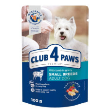 Вологий корм для дорослих собак малих порід Club 4 Paws Premium pouch 24x100 г(ягня)