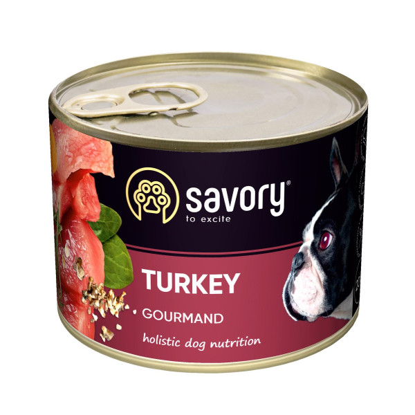 Вологий корм для собак Savory Adult 200 г - індичка