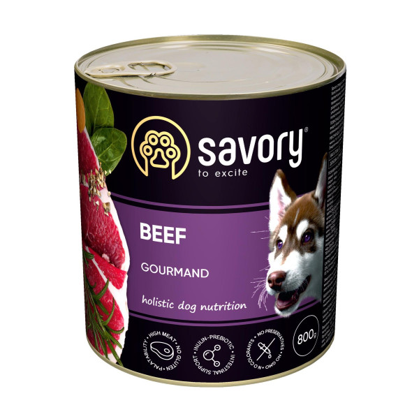 Вологий корм для собак Savory Adult 800 г - яловичина