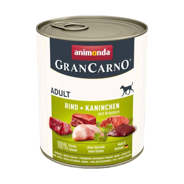 Вологий корм для собак Animonda GranCarno Adult 800 г - яловичина, кролик та трави