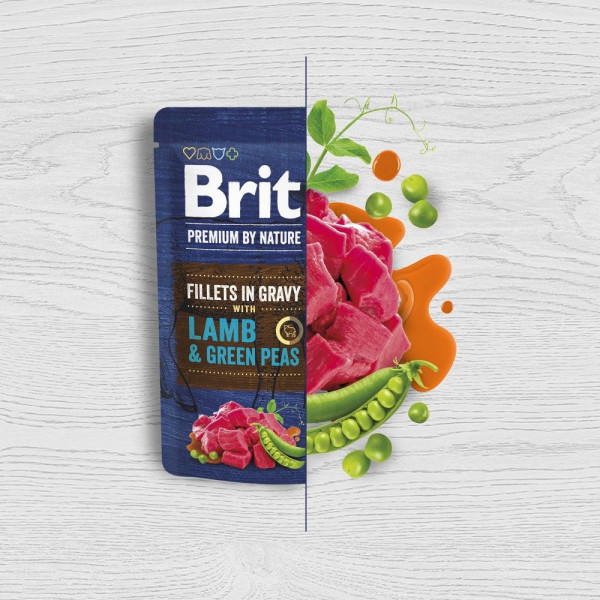 Вологий корм для собак Brit Premium By Nature 85 г - ягня та зелений горошок