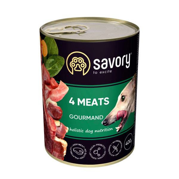 Вологий корм Savory для дорослих собак із чотирма видами м'яса 6шт*400 г